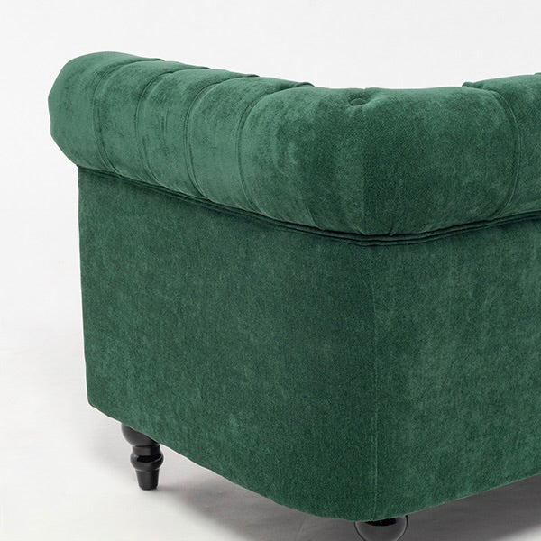 グリーンファブリックコンパクトチェスターフィールド2.5シーターソファ　VINCENT(ヴィンセント)