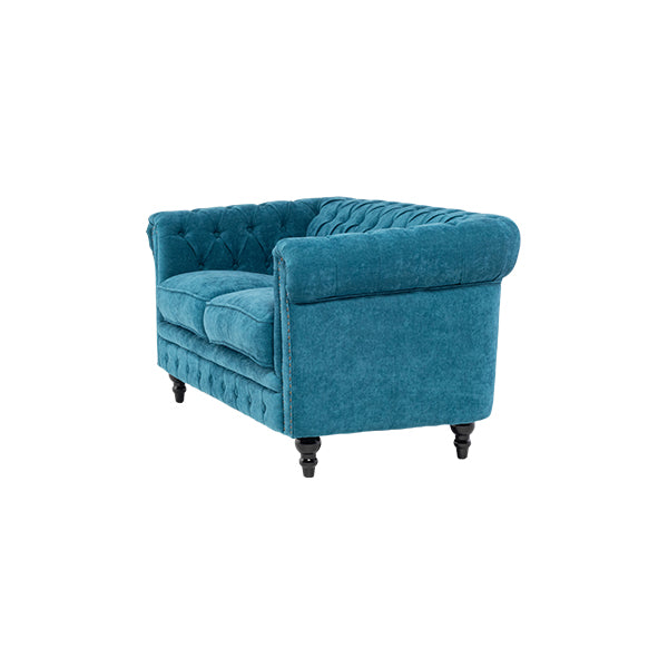 ブルーファブリックコンパクトチェスターフィールド2.5シーターソファ　VINCENT(ヴィンセント)