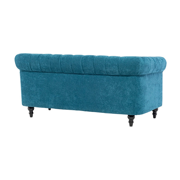 ブルーファブリックコンパクトチェスターフィールド2.5シーターソファ　VINCENT(ヴィンセント)