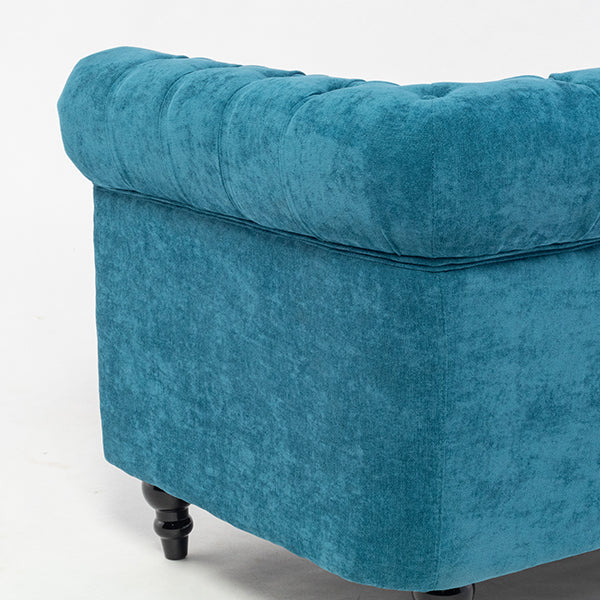 ブルーファブリックコンパクトチェスターフィールド2.5シーターソファ　VINCENT(ヴィンセント)