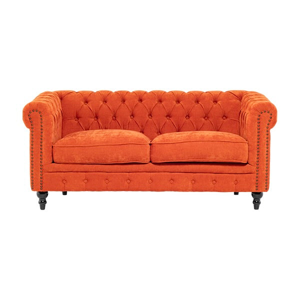 オレンジファブリックコンパクトチェスターフィールド2.5シーターソファ　VINCENT(ヴィンセント)