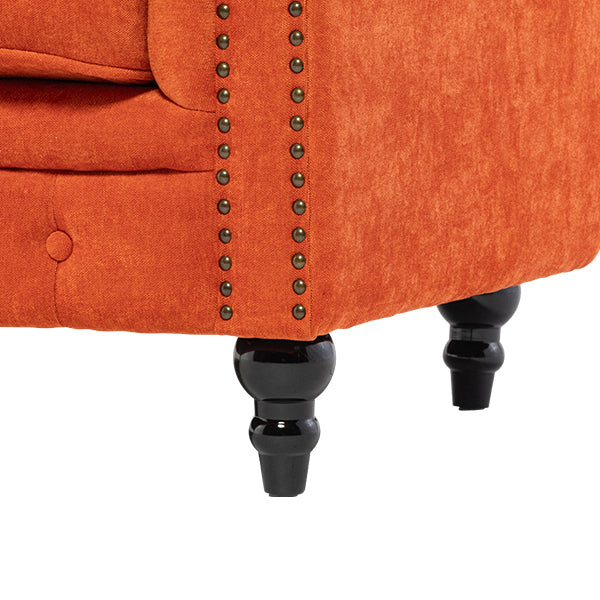 オレンジファブリックコンパクトチェスターフィールド2.5シーターソファ　VINCENT(ヴィンセント)