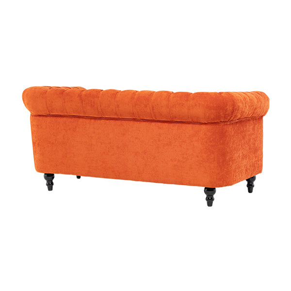 オレンジファブリックコンパクトチェスターフィールド2.5シーターソファ　VINCENT(ヴィンセント)