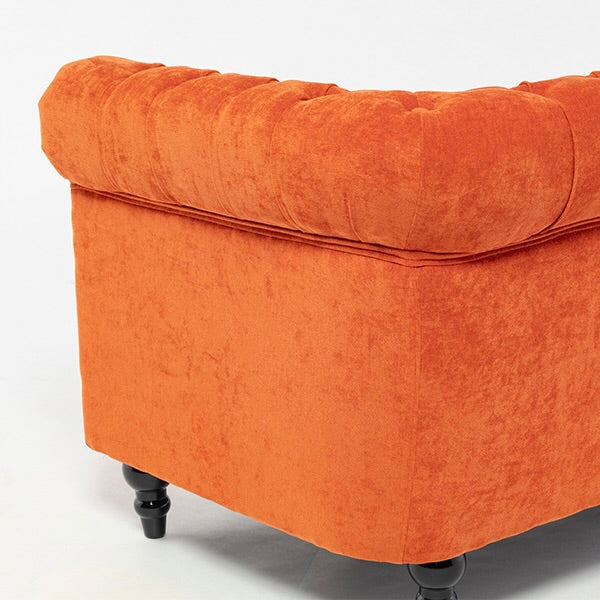 オレンジファブリックコンパクトチェスターフィールド2.5シーターソファ　VINCENT(ヴィンセント)