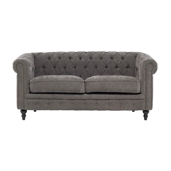 グレーファブリックコンパクトチェスターフィールド2.5シーターソファ　VINCENT(ヴィンセント)