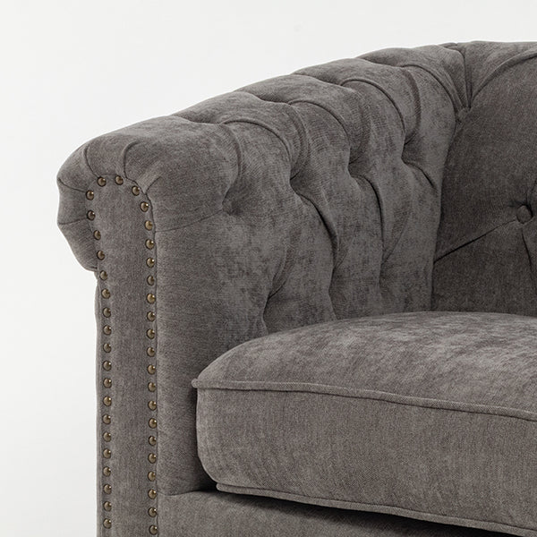 グレーファブリックコンパクトチェスターフィールド2.5シーターソファ　VINCENT(ヴィンセント)