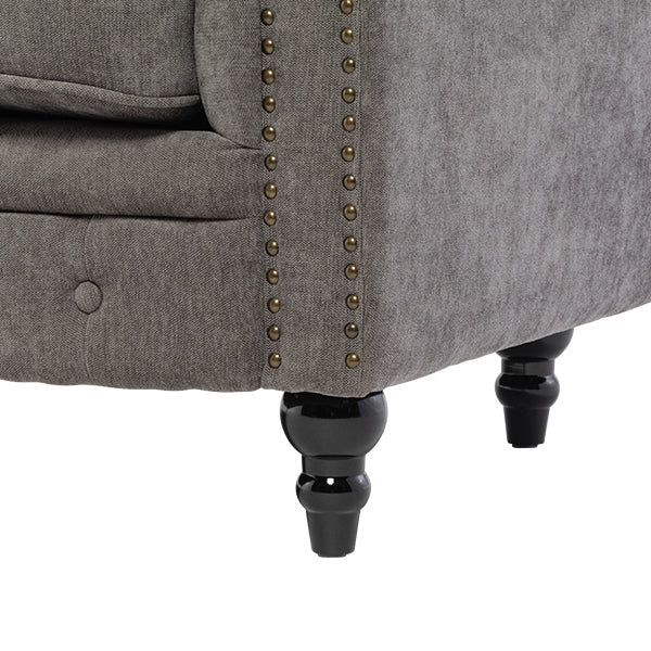 グレーファブリックコンパクトチェスターフィールド2.5シーターソファ　VINCENT(ヴィンセント)