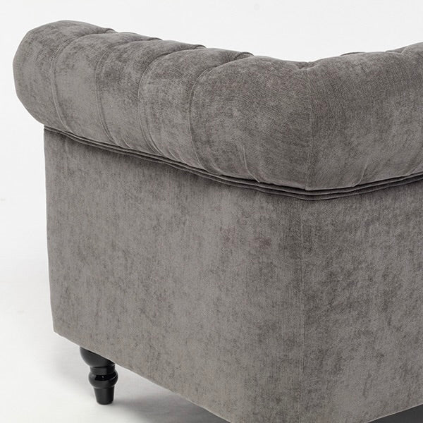 グレーファブリックコンパクトチェスターフィールド2.5シーターソファ　VINCENT(ヴィンセント)