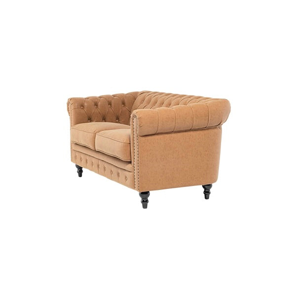 キャメルPUレザーコンパクトチェスターフィールド2.5シーターソファ　VINCENT(ヴィンセント)