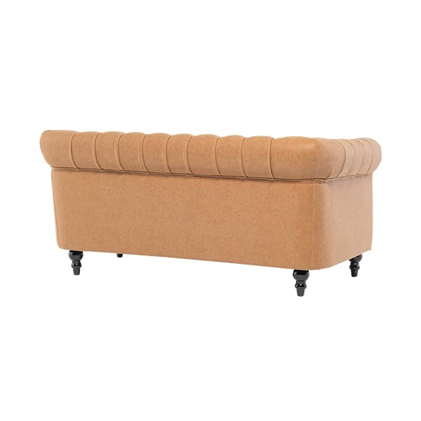 キャメルPUレザーコンパクトチェスターフィールド2.5シーターソファ　VINCENT(ヴィンセント)