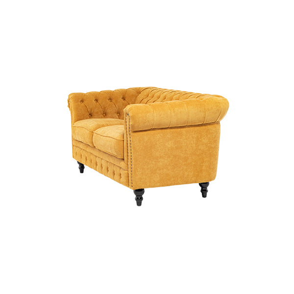 イエローファブリックコンパクトチェスターフィールド2.5シーターソファ　VINCENT(ヴィンセント)
