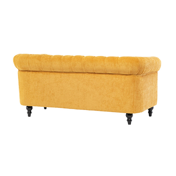 イエローファブリックコンパクトチェスターフィールド2.5シーターソファ　VINCENT(ヴィンセント)