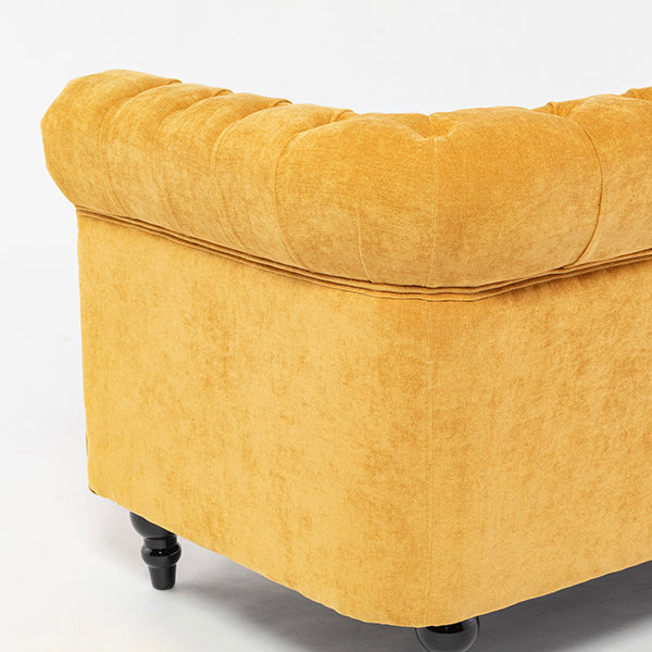 イエローファブリックコンパクトチェスターフィールド2.5シーターソファ　VINCENT(ヴィンセント)