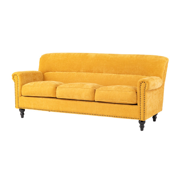 イエローファブリックヴィンテージスタイル3シーターソファ　VINCENT(ヴィンセント)
