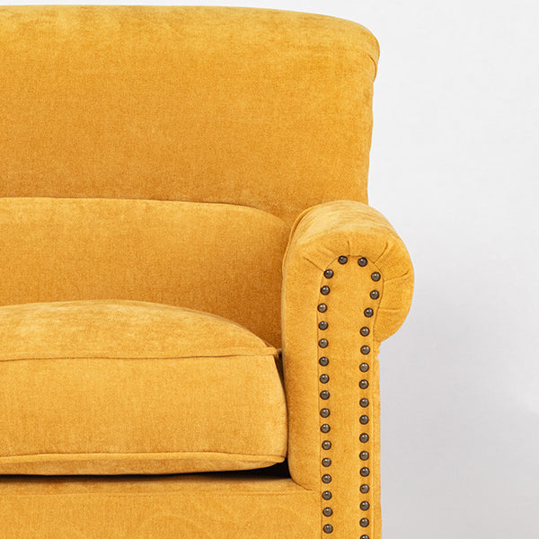 イエローファブリックヴィンテージスタイル3シーターソファ　VINCENT(ヴィンセント)