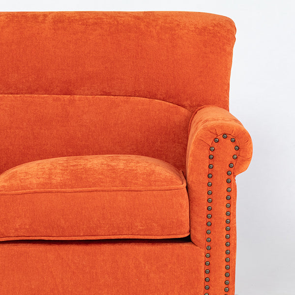 オレンジファブリックヴィンテージスタイル3シーターソファ　VINCENT(ヴィンセント)