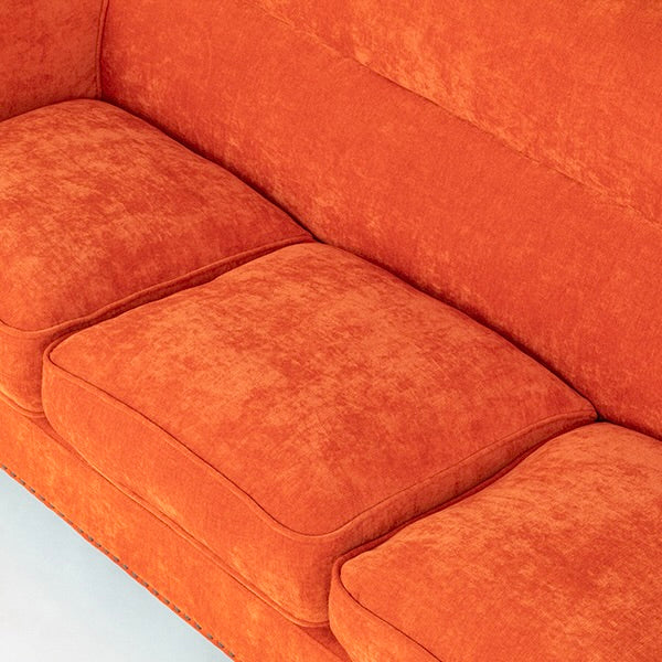 オレンジファブリックヴィンテージスタイル3シーターソファ　VINCENT(ヴィンセント)