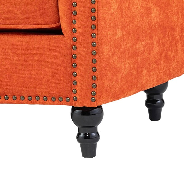 オレンジファブリックヴィンテージスタイル3シーターソファ　VINCENT(ヴィンセント)