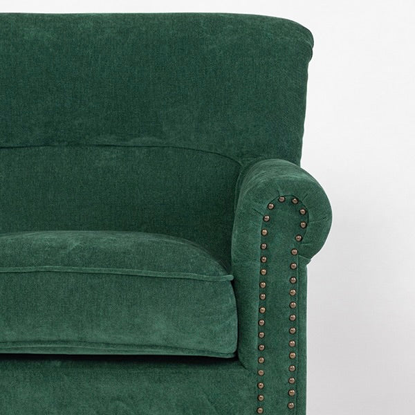 グリーンファブリックヴィンテージスタイル3シーターソファ　VINCENT(ヴィンセント)