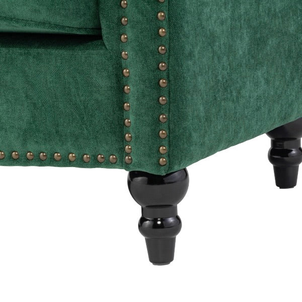 グリーンファブリックヴィンテージスタイル3シーターソファ　VINCENT(ヴィンセント)