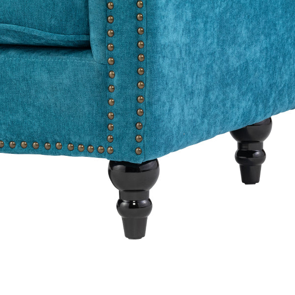 ブルーファブリックヴィンテージスタイル3シーターソファ　VINCENT(ヴィンセント)