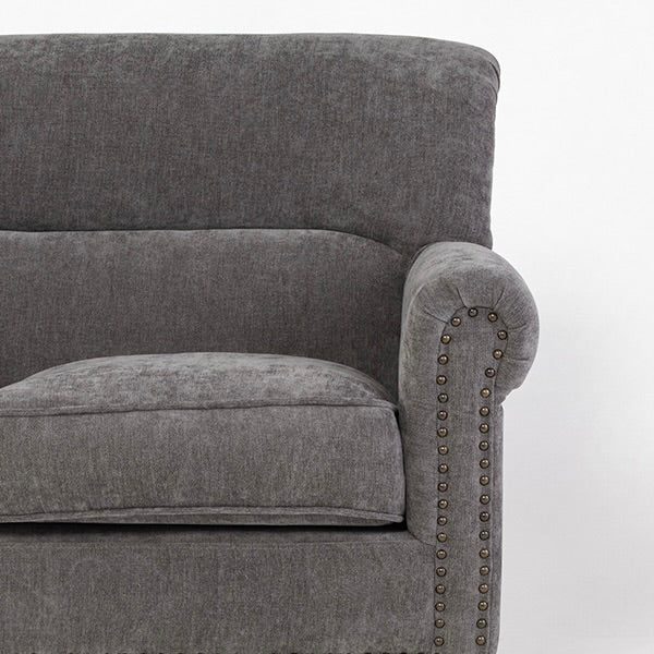 グレーファブリックヴィンテージスタイル3シーターソファ　VINCENT(ヴィンセント)