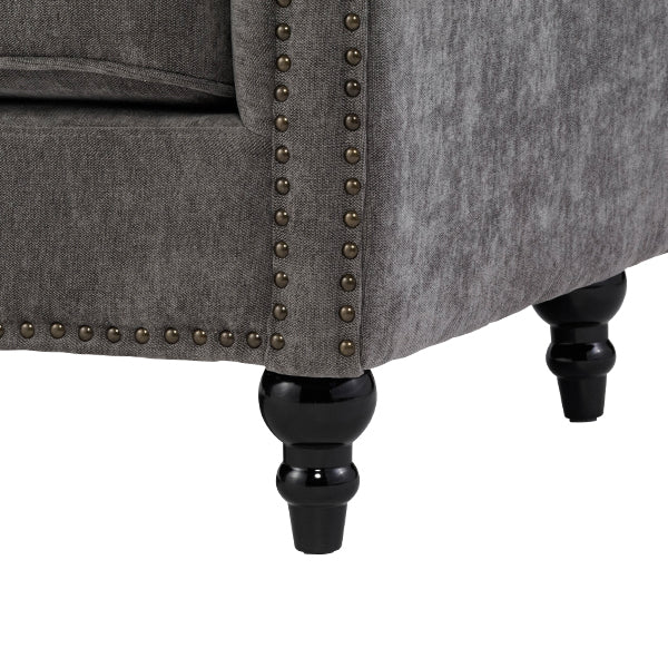 グレーファブリックヴィンテージスタイル3シーターソファ　VINCENT(ヴィンセント)