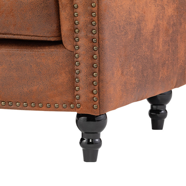 ヴィンテージレザー調ファブリックレトロスタイルハイバック2シーターソファ　VINCENT