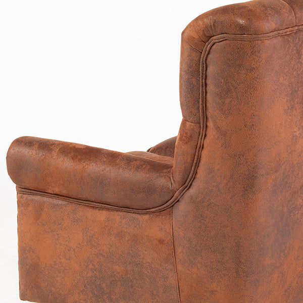 ヴィンテージレザー調ファブリックレトロスタイルハイバック2シーターソファ　VINCENT