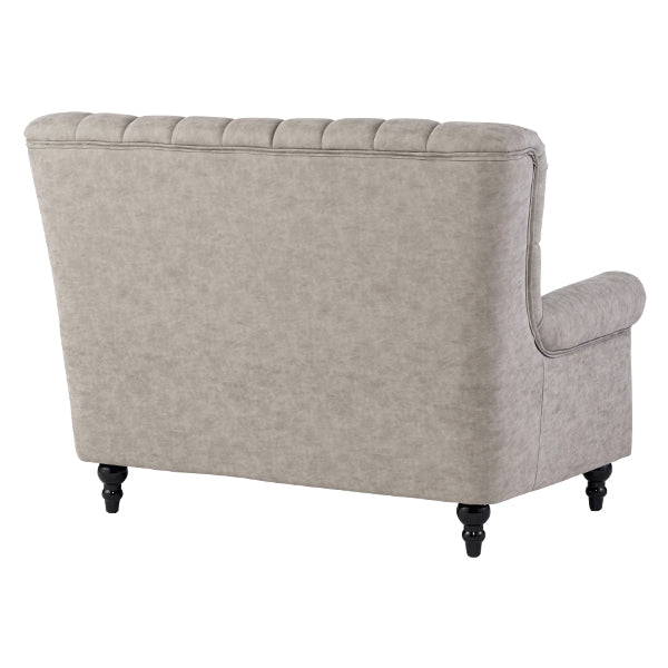 ライトグレーPUレザーレトロスタイルハイバック2シーターソファ