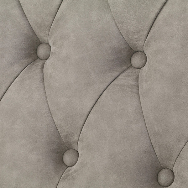 ライトグレーPUレザーレトロスタイルハイバック3シーターソファ