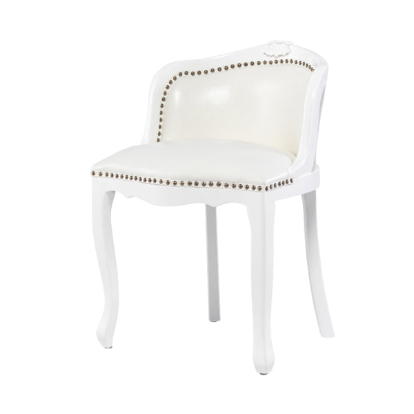 アンティークホワイトフレームホワイトPUレザーバニティースツール