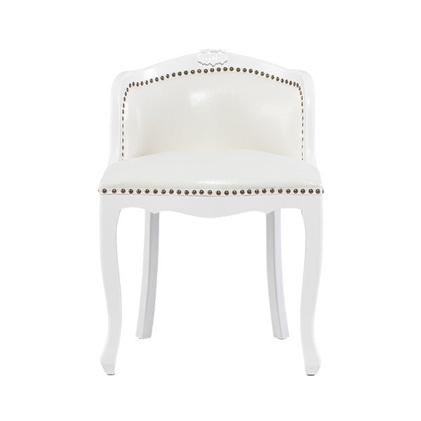 アンティークホワイトフレームホワイトPUレザーバニティースツール