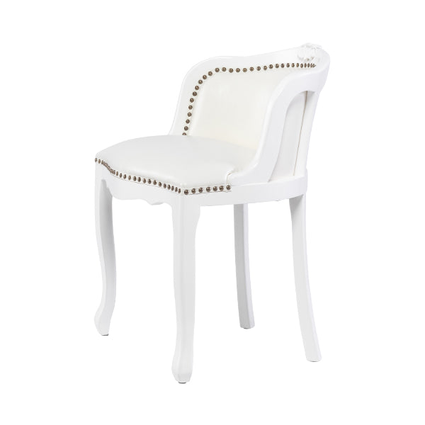 アンティークホワイトフレームホワイトPUレザーバニティースツール