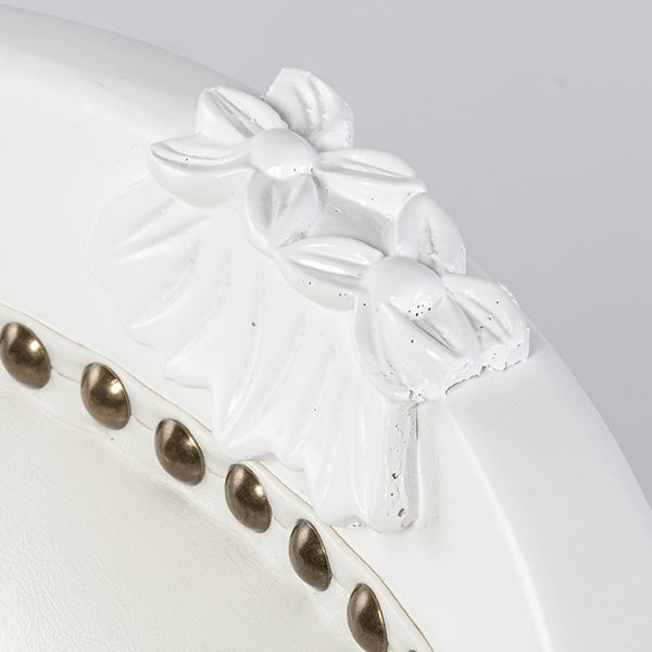 アンティークホワイトフレームホワイトPUレザーバニティースツール