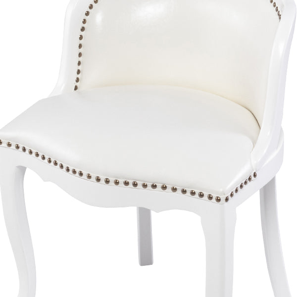 アンティークホワイトフレームホワイトPUレザーバニティースツール