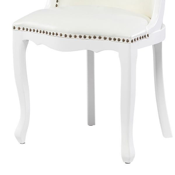 アンティークホワイトフレームホワイトPUレザーバニティースツール