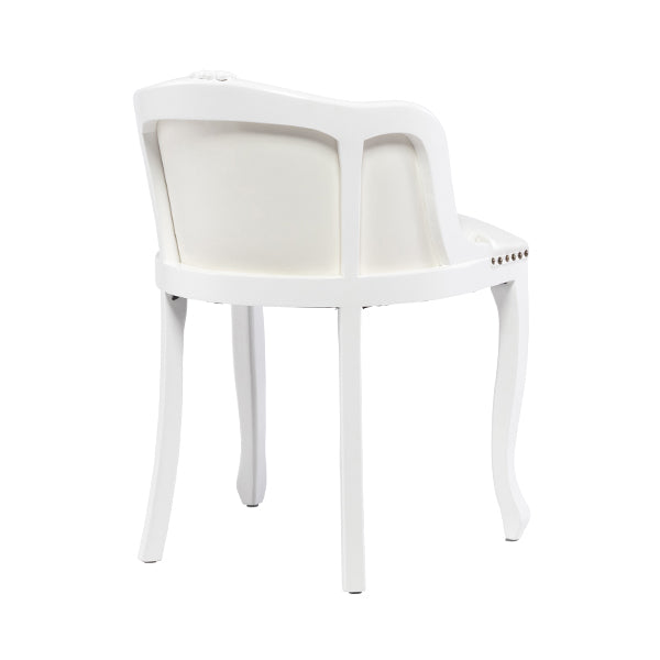 アンティークホワイトフレームホワイトPUレザーバニティースツール