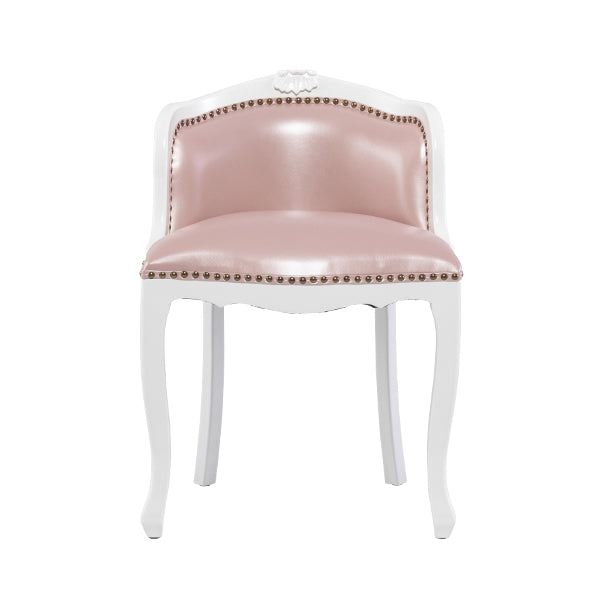 アンティークホワイトフレームピンクPUレザーバニティースツール