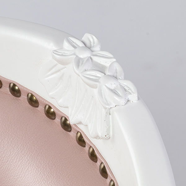 アンティークホワイトフレームピンクPUレザーバニティースツール