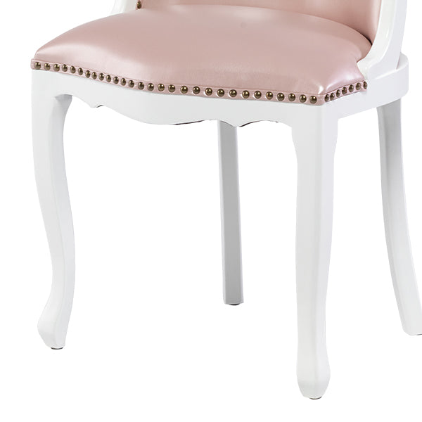 アンティークホワイトフレームピンクPUレザーバニティースツール