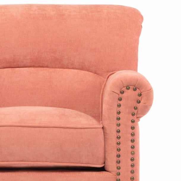 サーモンピンクファブリックヴィンテージスタイル3シーターソファ　VINCENT(ヴィンセント)