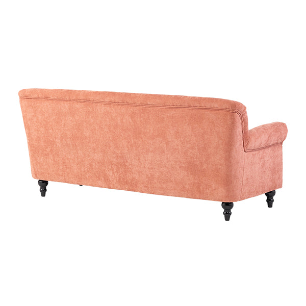 サーモンピンクファブリックヴィンテージスタイル3シーターソファ　VINCENT(ヴィンセント)