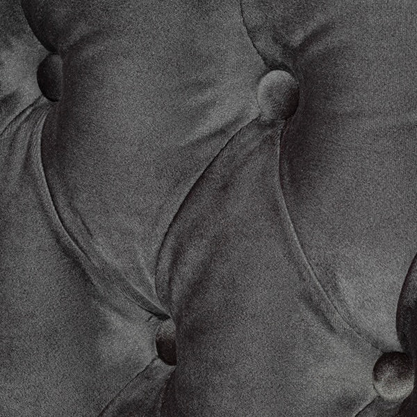 グレーベルベットチェスターフィールド3シーターウイングバックソファ