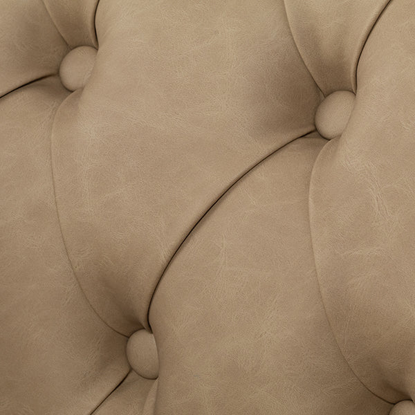 ベージュ PUレザーコンパクトチェスターフィールド2シーターソファ　VINCENT