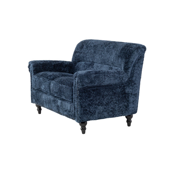 ブルーボアファブリックヴィンテージスタイル2シーターソファ　VINCENT(ヴィンセント)