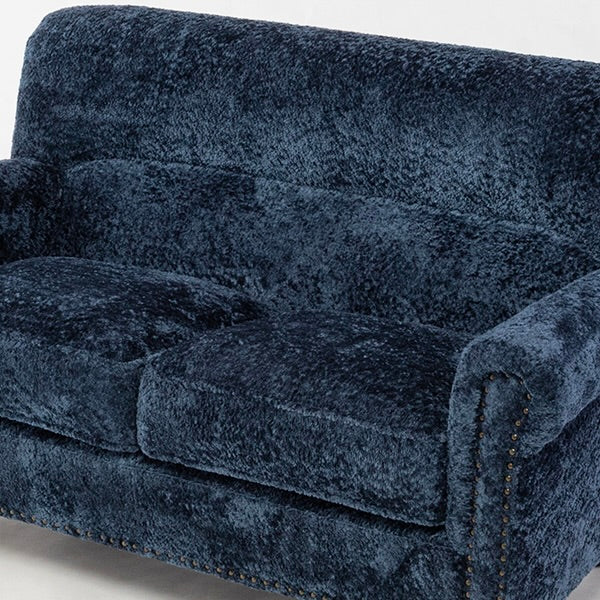 ブルーボアファブリックヴィンテージスタイル2シーターソファ　VINCENT(ヴィンセント)