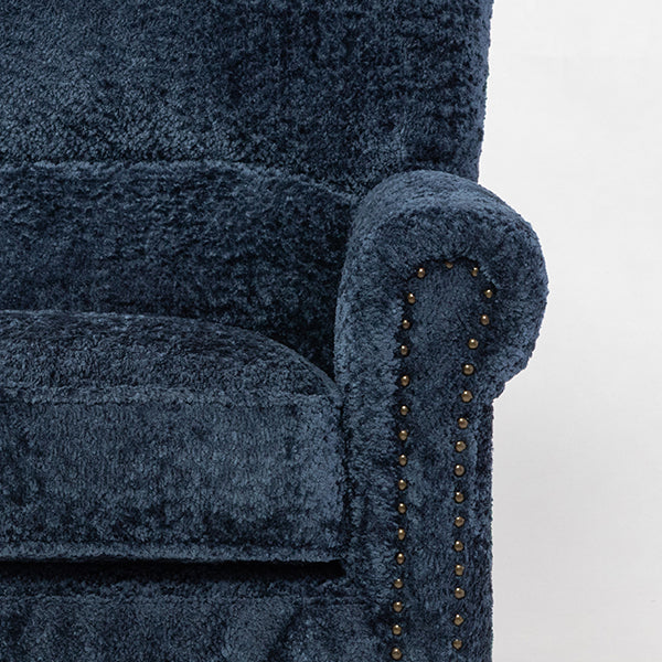 ブルーボアファブリックヴィンテージスタイルシングルソファ　VINCENT(ヴィンセント)