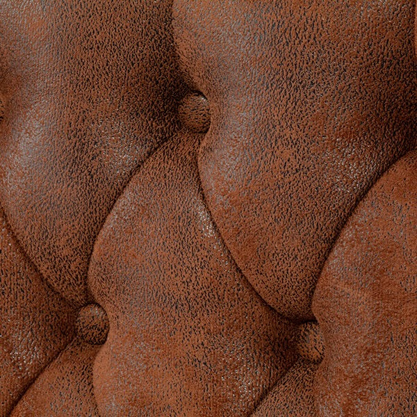 ヴィンテージレザー調ファブリックチェスターフィールドウイングバックソファ