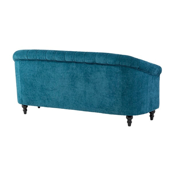 ブルーファブリックコンパクトチェスターフィールドラウンジ3シーターソファ　VINCENT